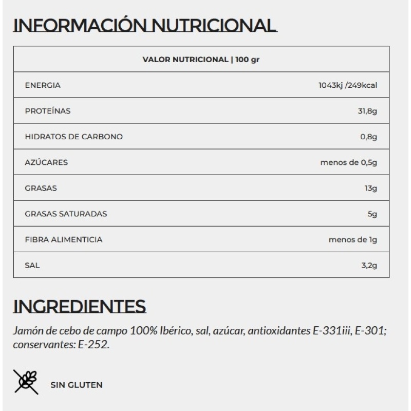 Jamón de cebo de campo 100% ibérico ROJA, 8 kg (Prosciutto intero) - Beher